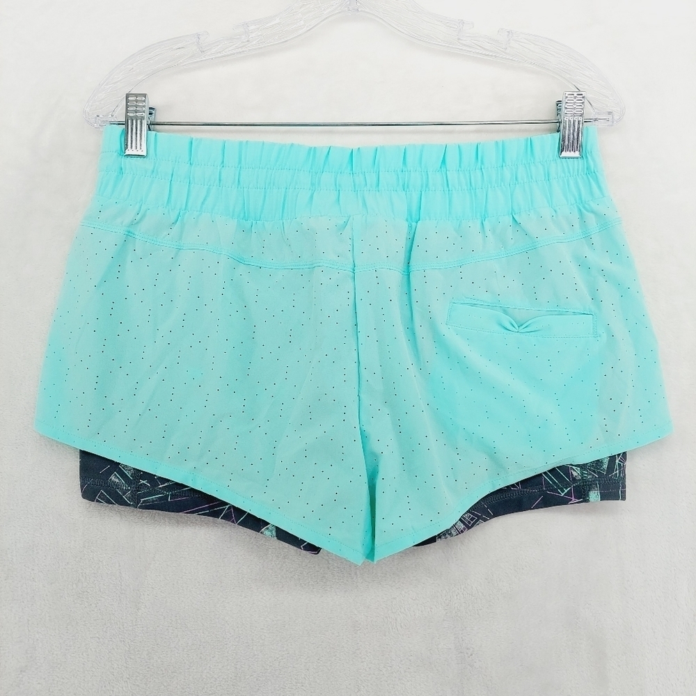 Zella Blue Summer Ladies Double Short Athleisure Casual Running Shorts P783 - Picture 2 of 6